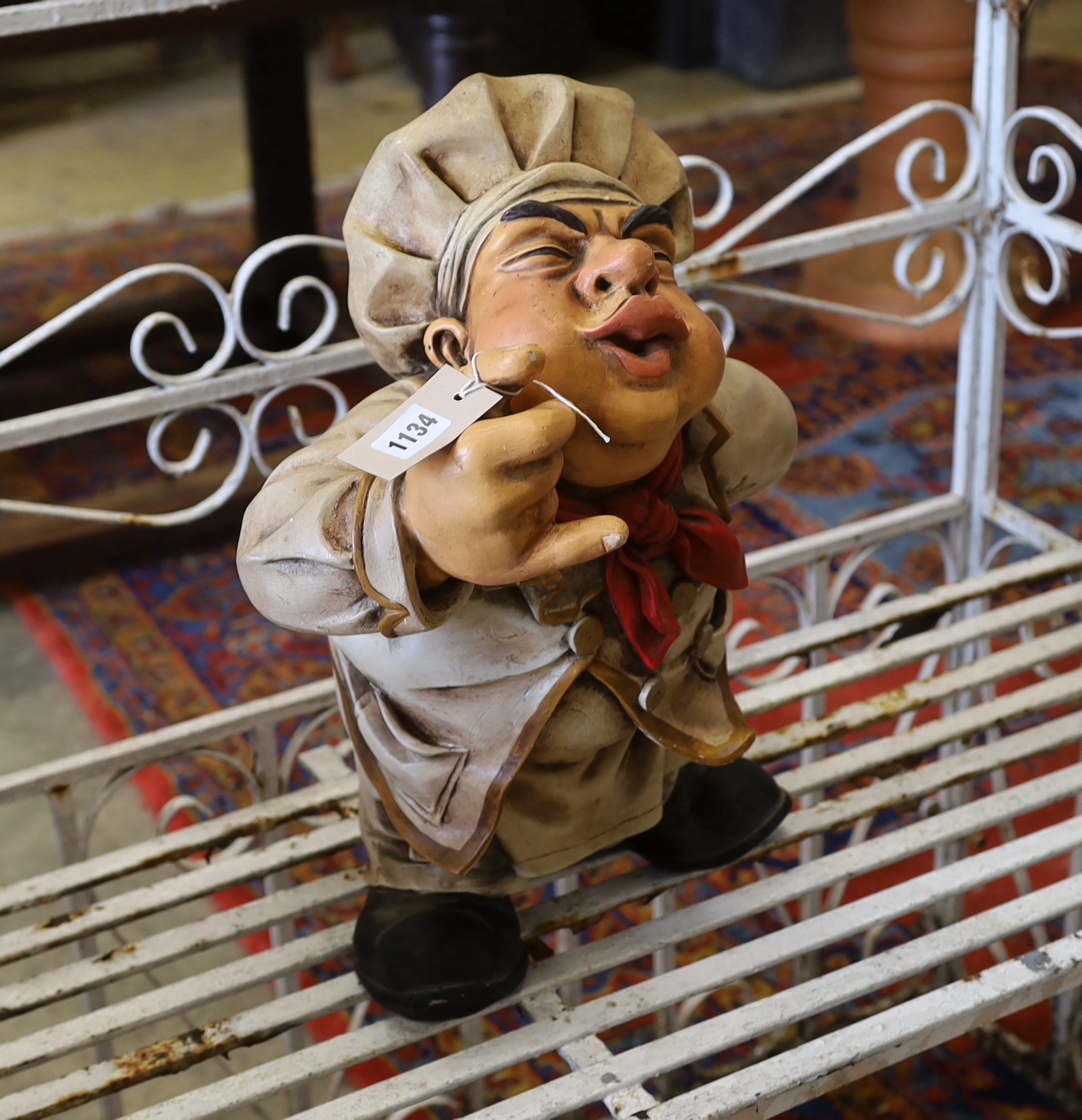 A painted composition figure of a chef, height 49cm